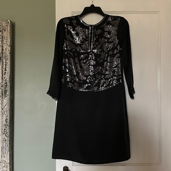 TORY BURCH Black Sequin Silk Shift Dress - Picture 1 of 16